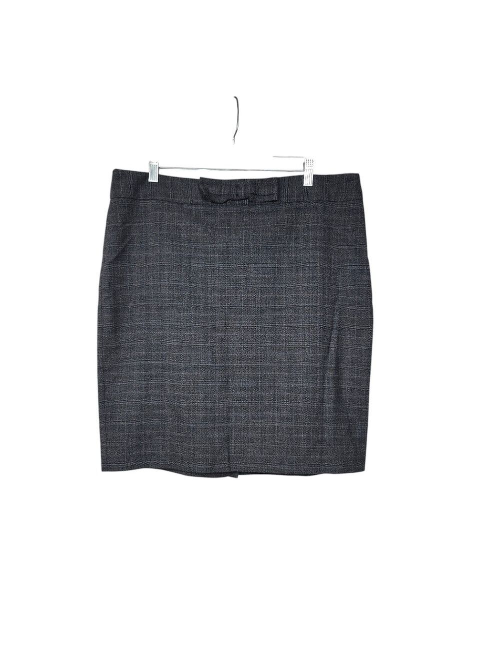 Ann Taylor LOFT Plaid Gray Bow Pencil Skirt 14